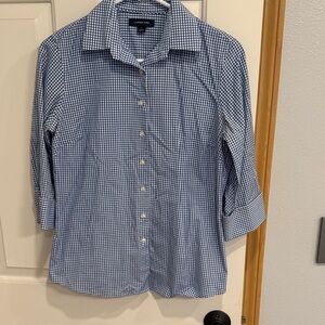 Lands' End Women’s Blue Gingham Button Down Shirt